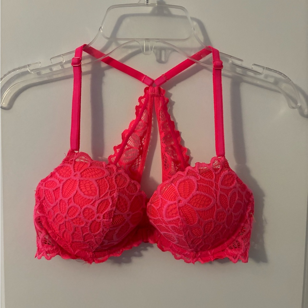Victoria's Secret Pink Lace Racerback Push-Up Bra, Sz 32C, NWOT